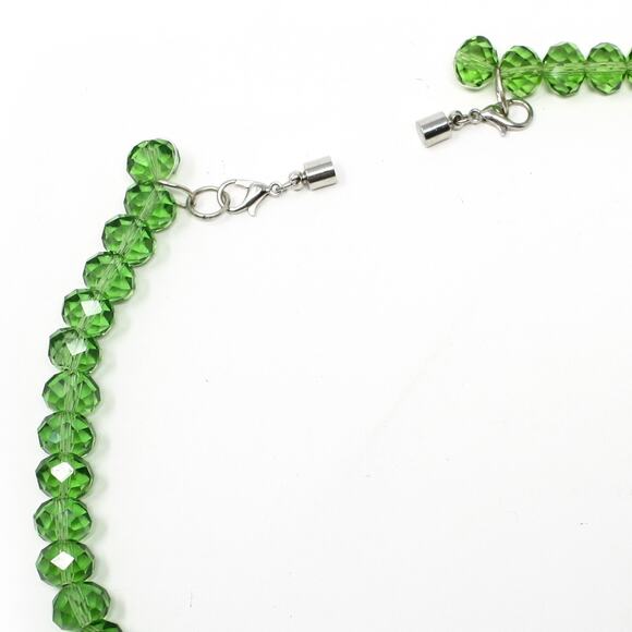 Vintage Green Glass Bead Choker Necklace Faceted Crystal Style 18" Long –Hey Viv - Picture 4 of 7